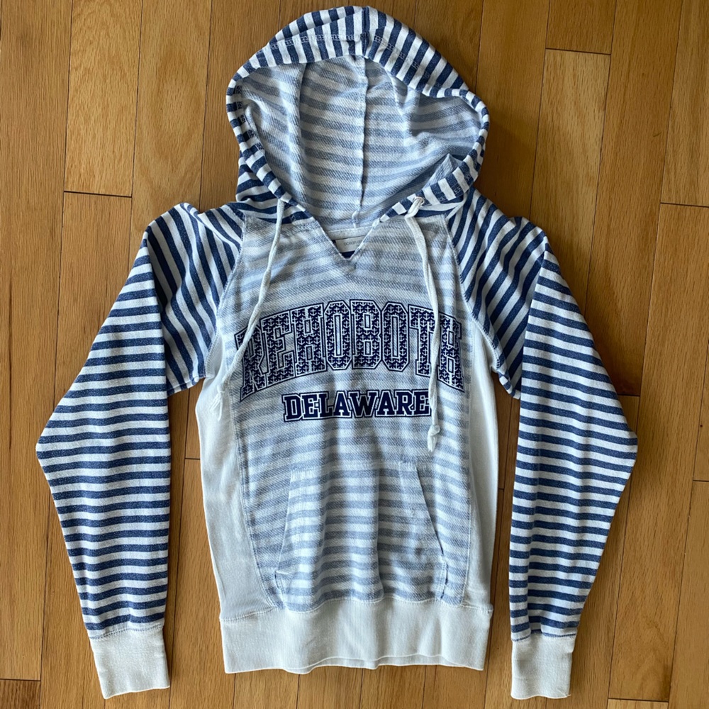 Rehoboth Beach Navy and White Striped Hoodie